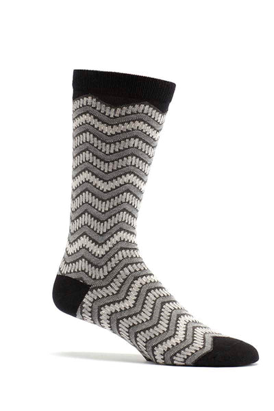 Ozone Black Train-Tracks Calf Sock