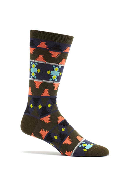 Ozone Green Mens Moroccan Waves Crew Sock