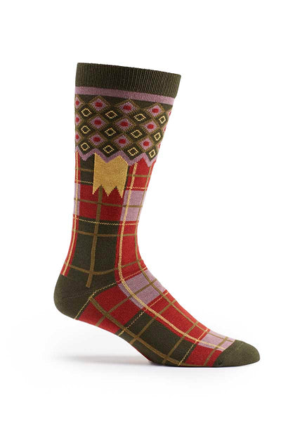 Ozone Khaki Laith Plaid Crew Sock