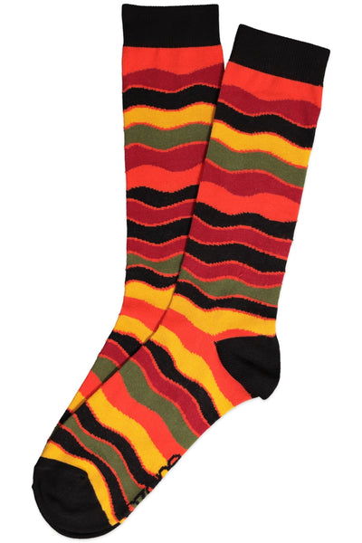 Ozone Red Wavy-Striped Crew Sock