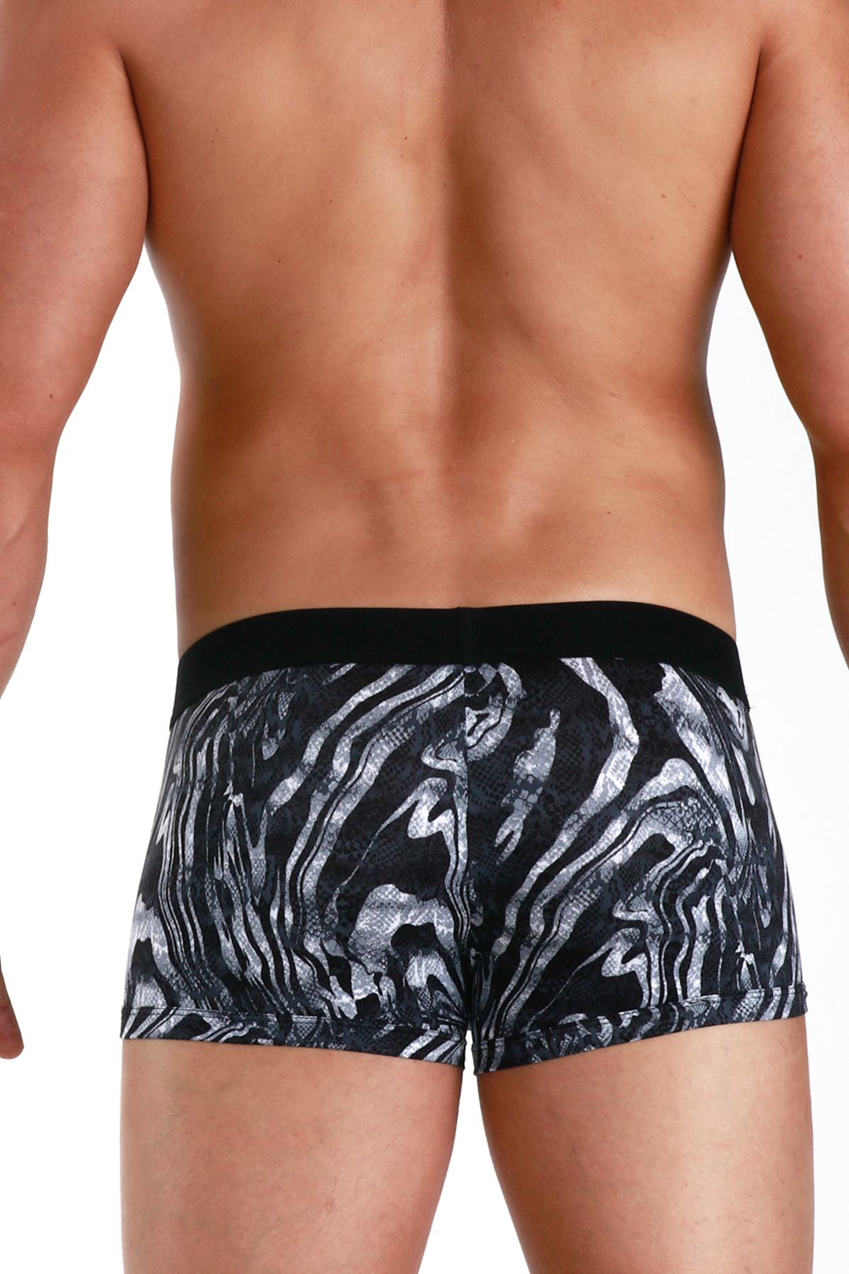 Papi Black Microflex Peached Single Animal Print Brazilian Trunk