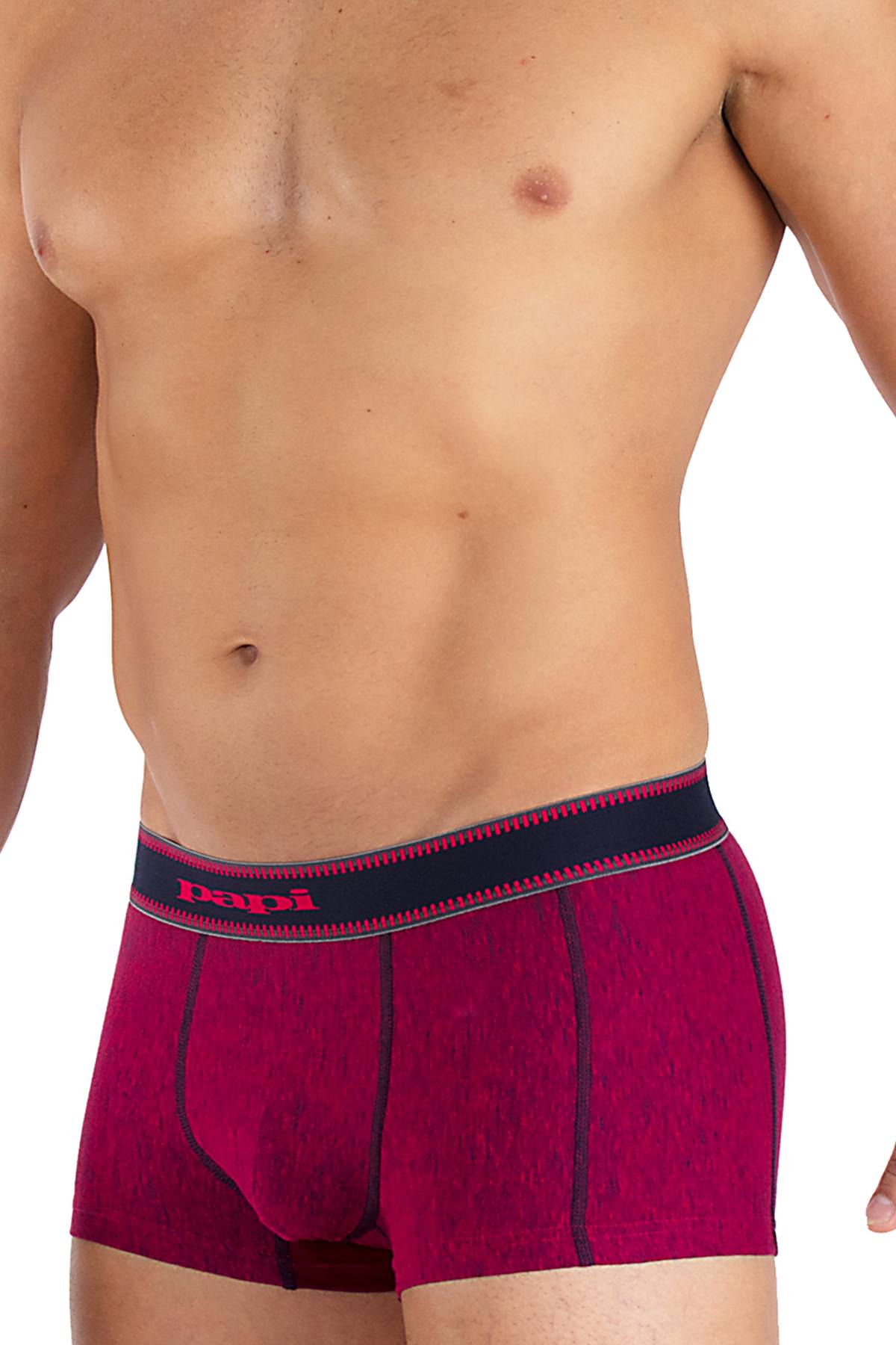 Papi Ruby-Red Textured Sport Injected Slub Jersey Brazilian Trunk