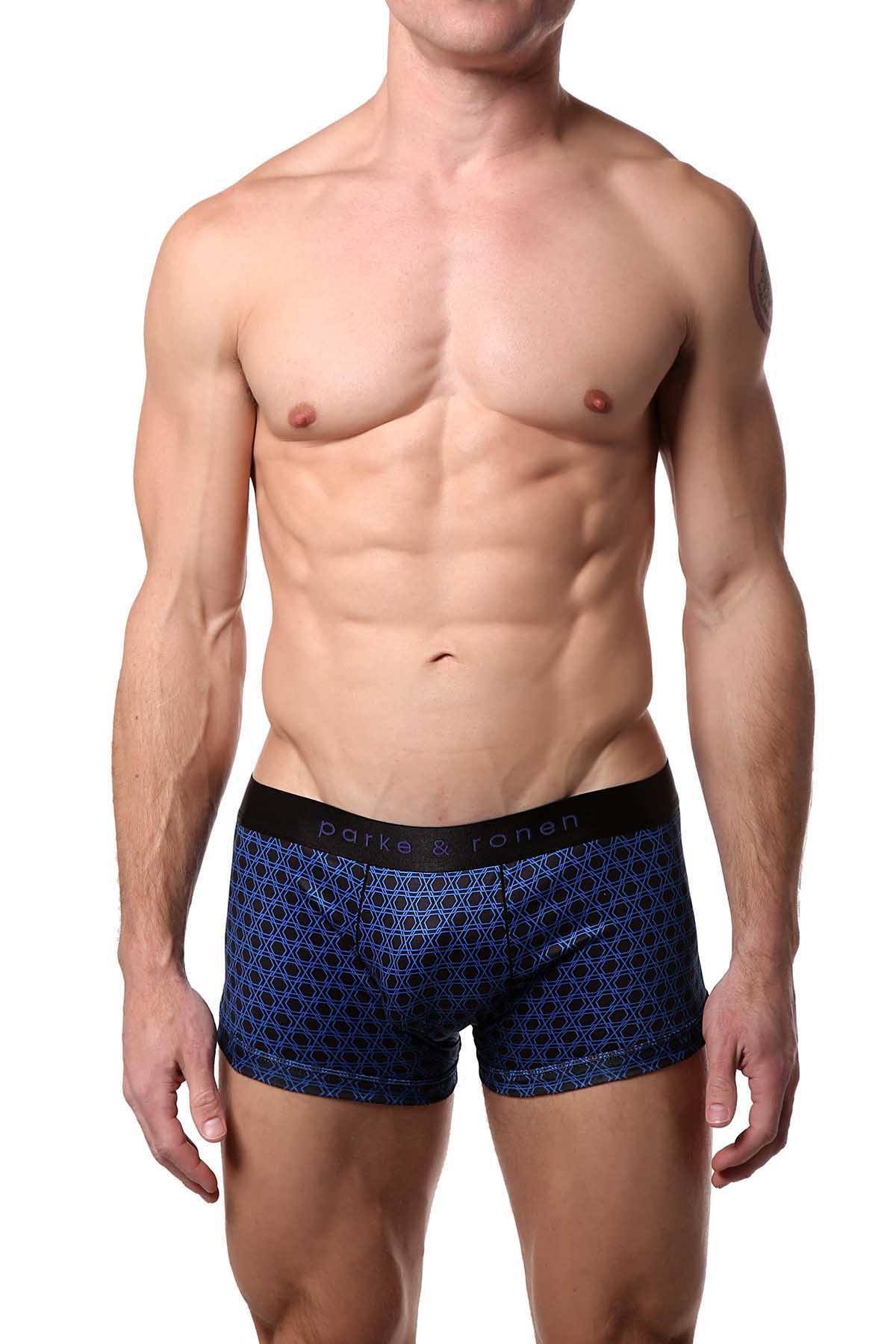 Parke & Ronen Black/Cobalt Setai-Printed Low-Rise Trunk