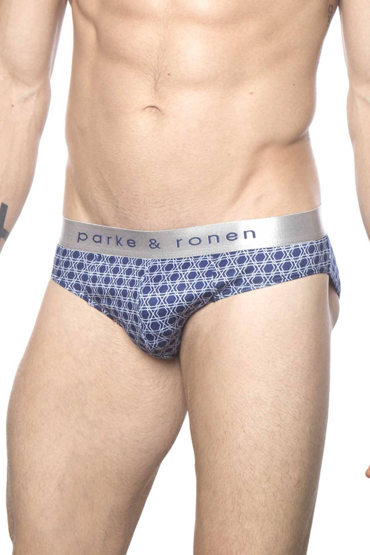 Parke & Ronen Navy/White Setai-Printed Low-Rise Brief