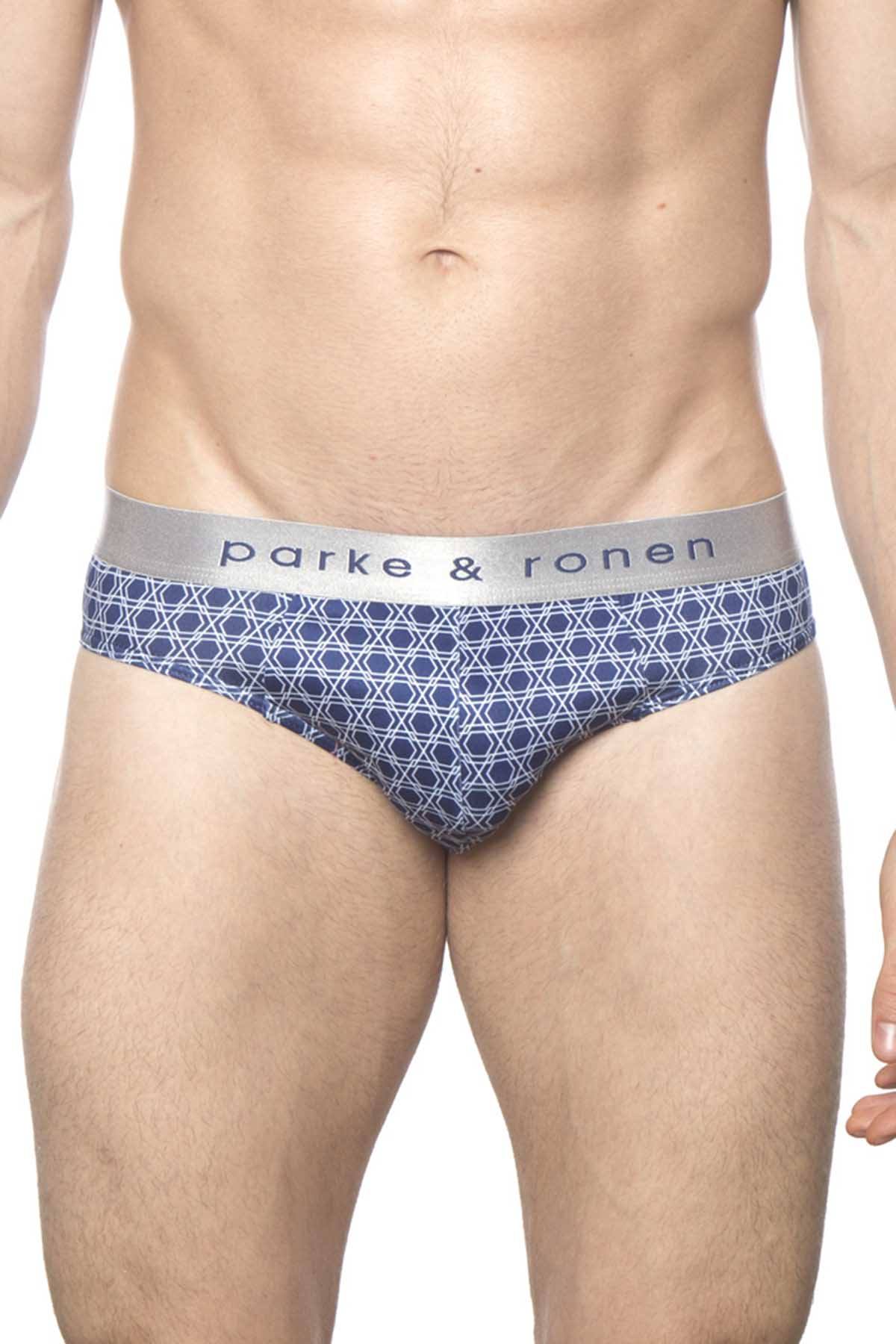 Parke & Ronen Navy/White Setai-Printed Low-Rise Brief