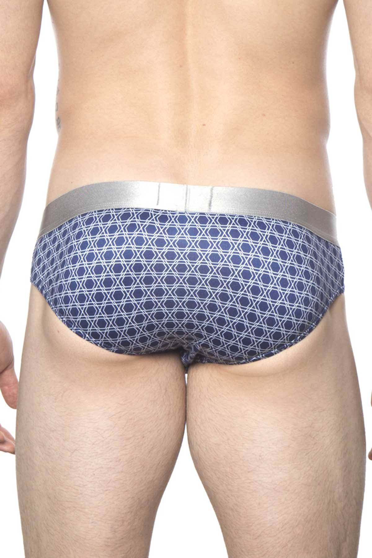 Parke & Ronen Navy/White Setai-Printed Low-Rise Brief