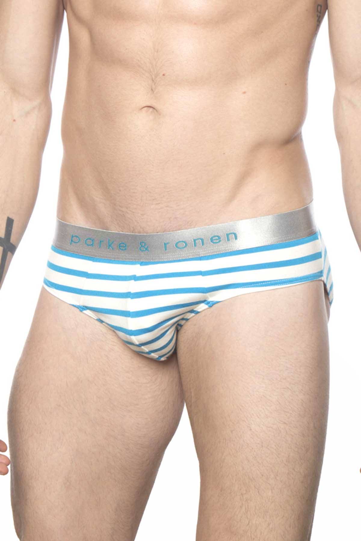 Parke & Ronen Turquoise-Stripe Yard-Dye Low-Rise Brief