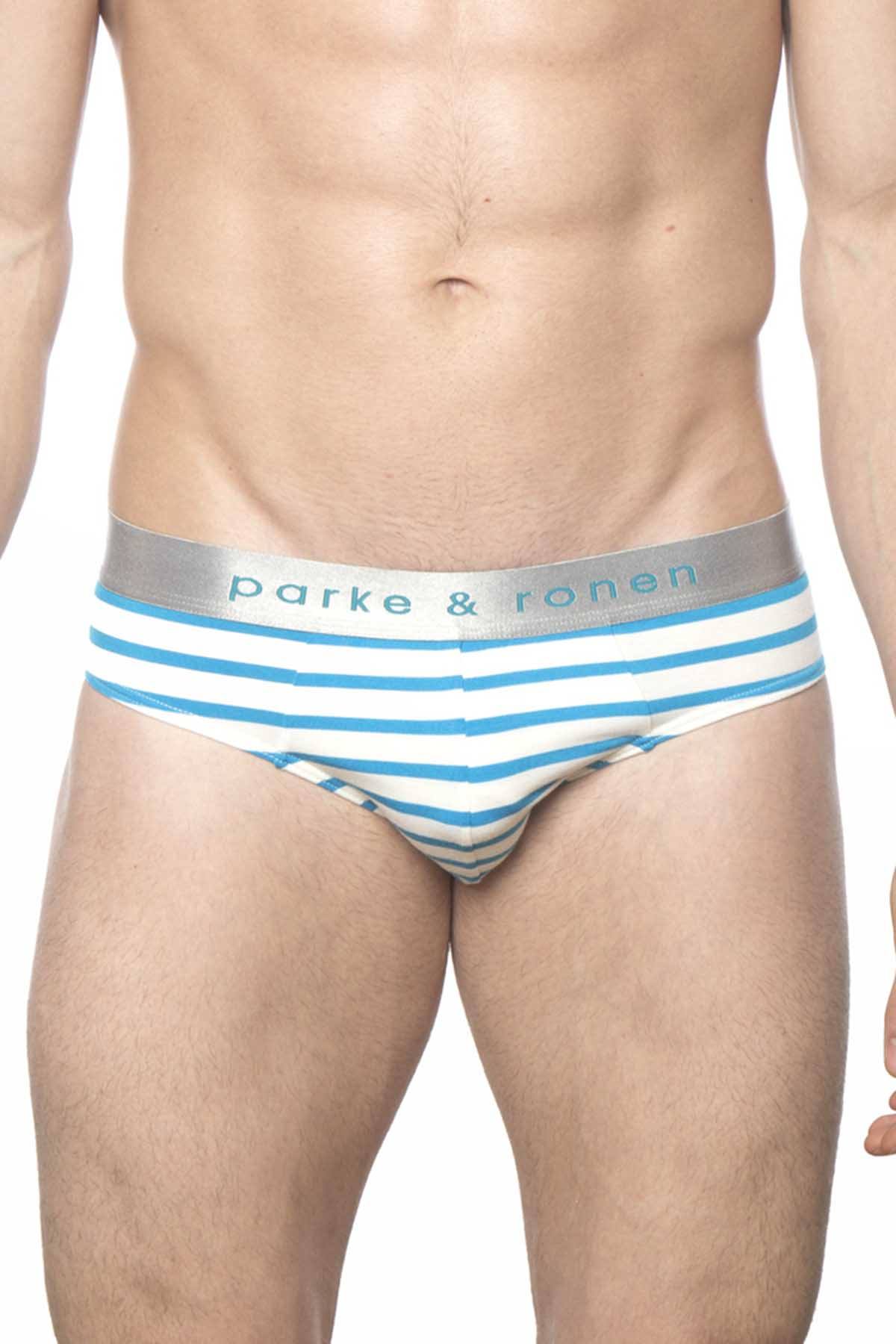 Parke & Ronen Turquoise-Stripe Yard-Dye Low-Rise Brief