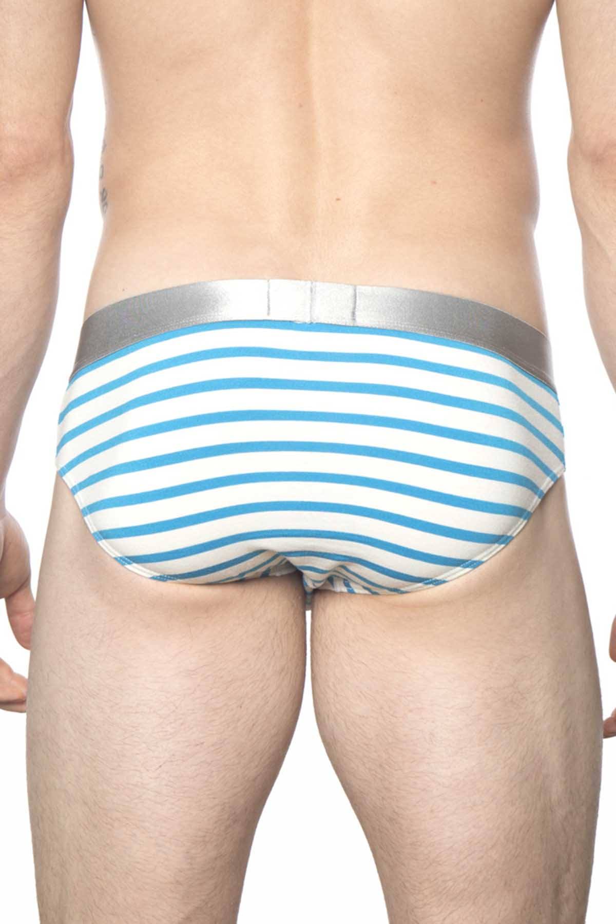 Parke & Ronen Turquoise-Stripe Yard-Dye Low-Rise Brief