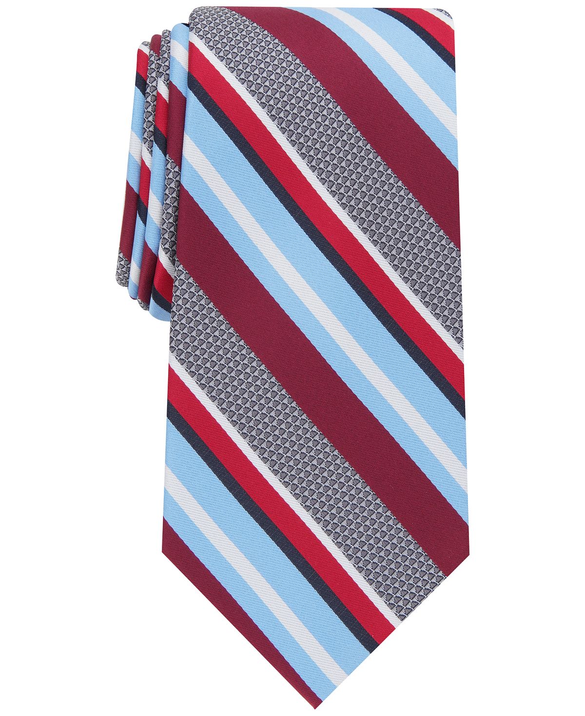 Perry Ellis Conklin Classic Stripe Tie Burgundy