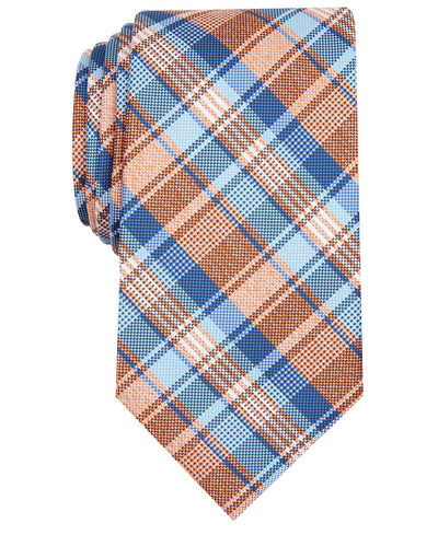 Perry Ellis Woodruff Plaid Tie Orange