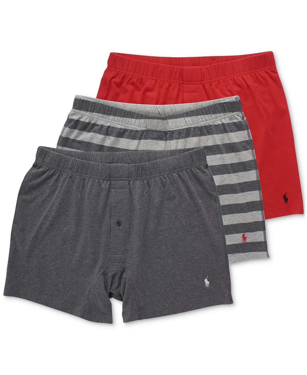 Polo Ralph Lauren 3-pack Classic Stretch Knit Boxers Red/Grey Stripe