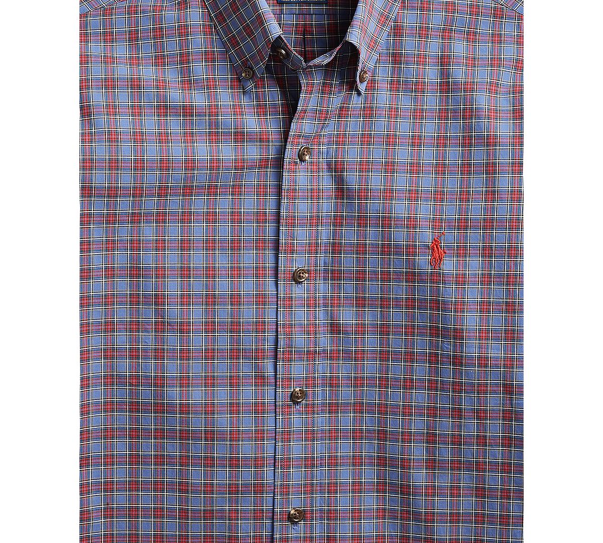 Polo Ralph Lauren Classic Fit Stretch Poplin Button-down Shirt Port Blue/Red Multi