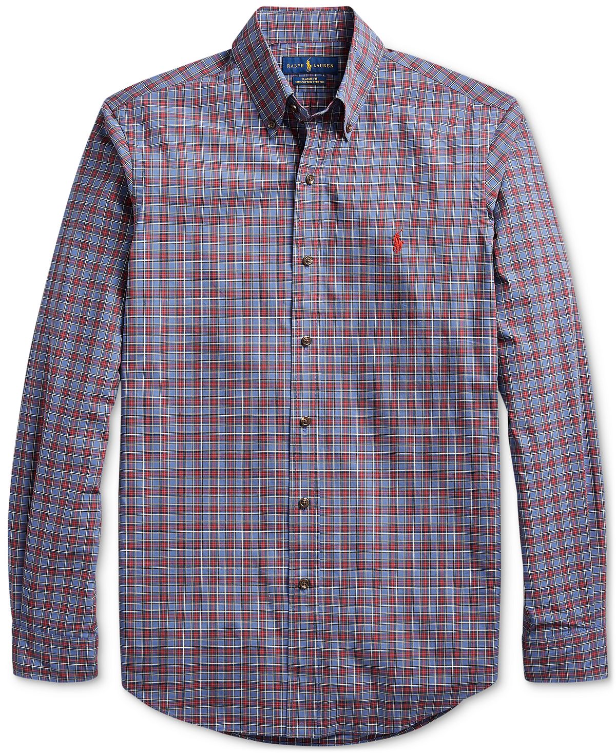 Polo Ralph Lauren Classic Fit Stretch Poplin Button-down Shirt Port Blue/Red Multi