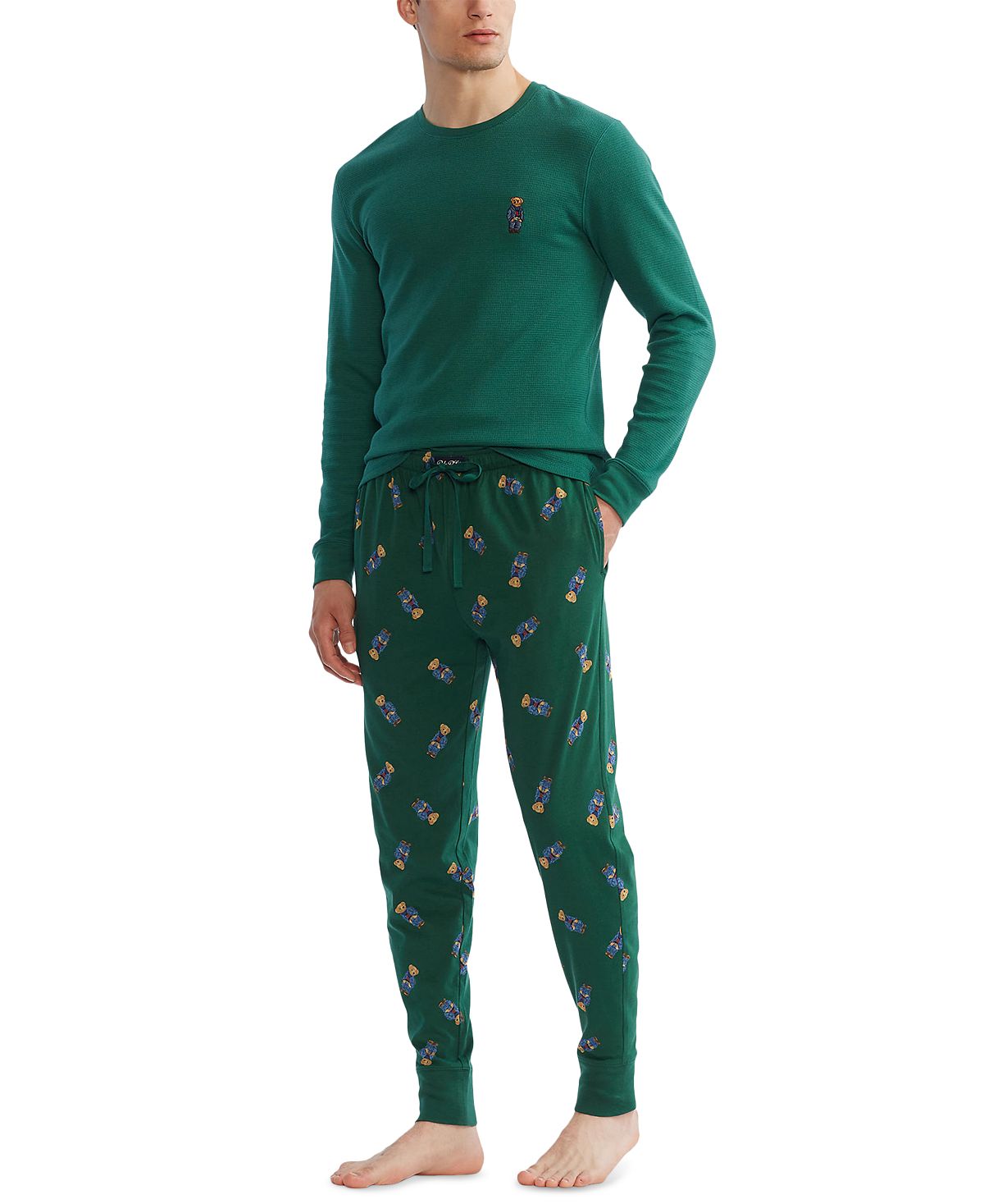 Polo Ralph Lauren Knit Allover Logo Jogger Pajama Pants Green