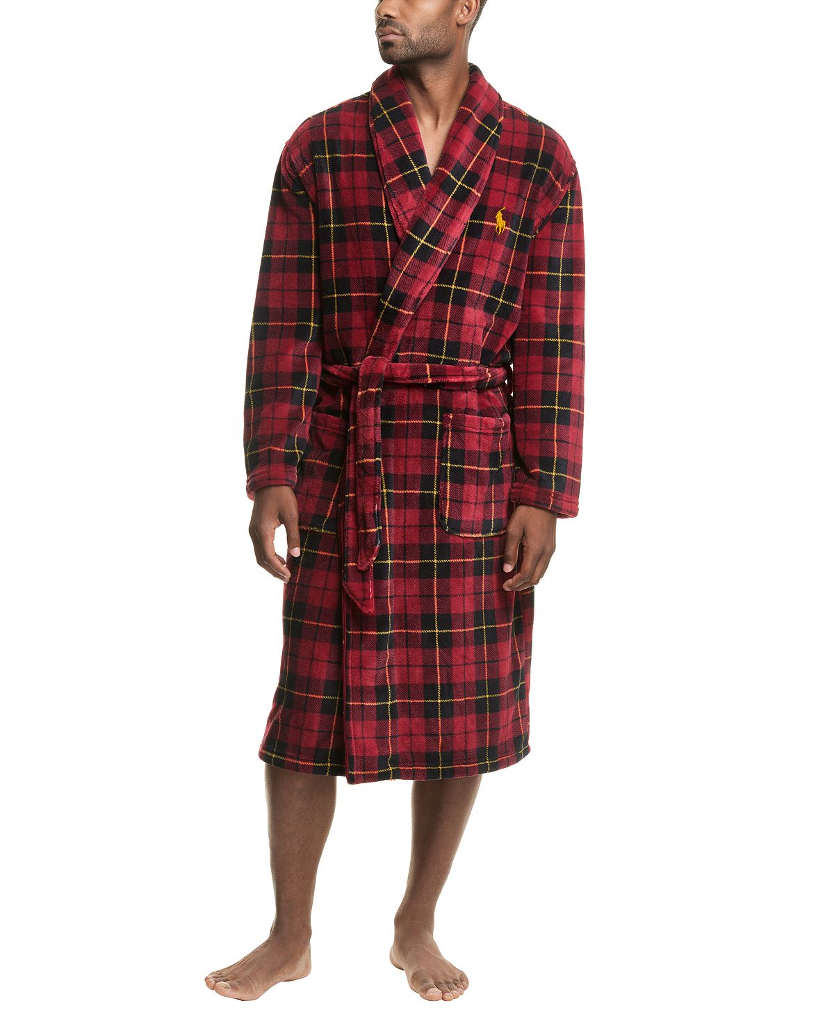 Polo Ralph Lauren Microfiber Plush Shawl Collar Robe Wallace Plaid