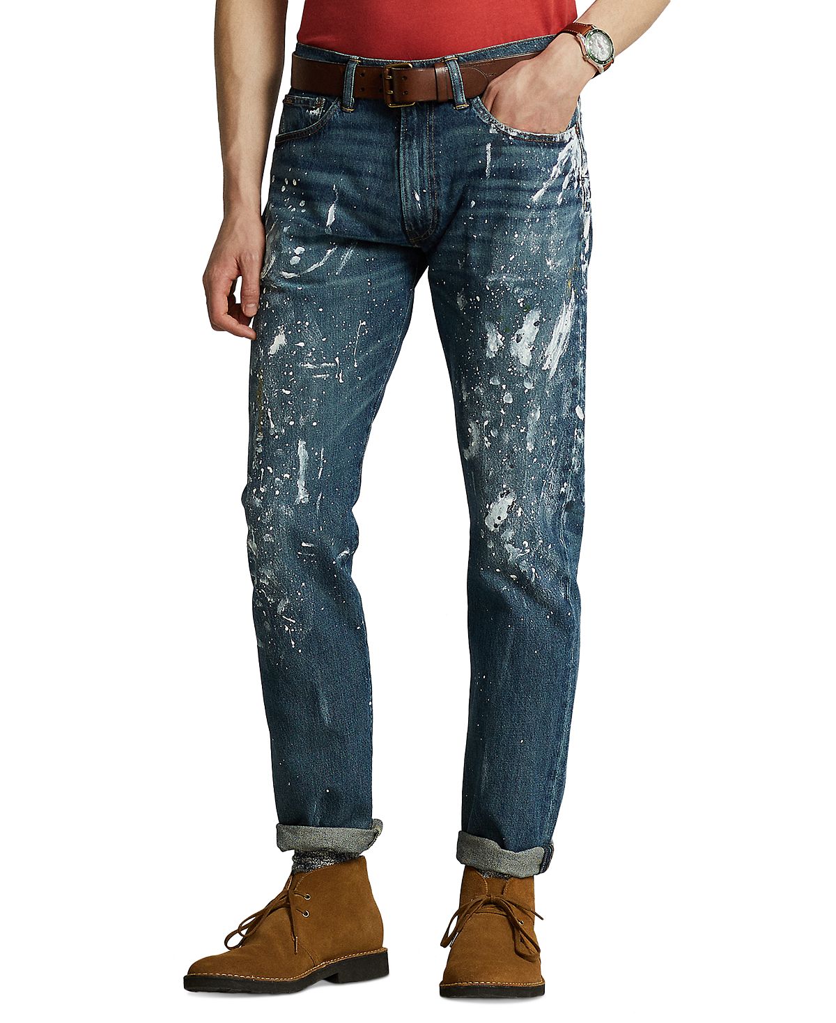 Polo Ralph Lauren Paint-splatter Classic Fit Stretch Jean Buckfield W/zip Fly