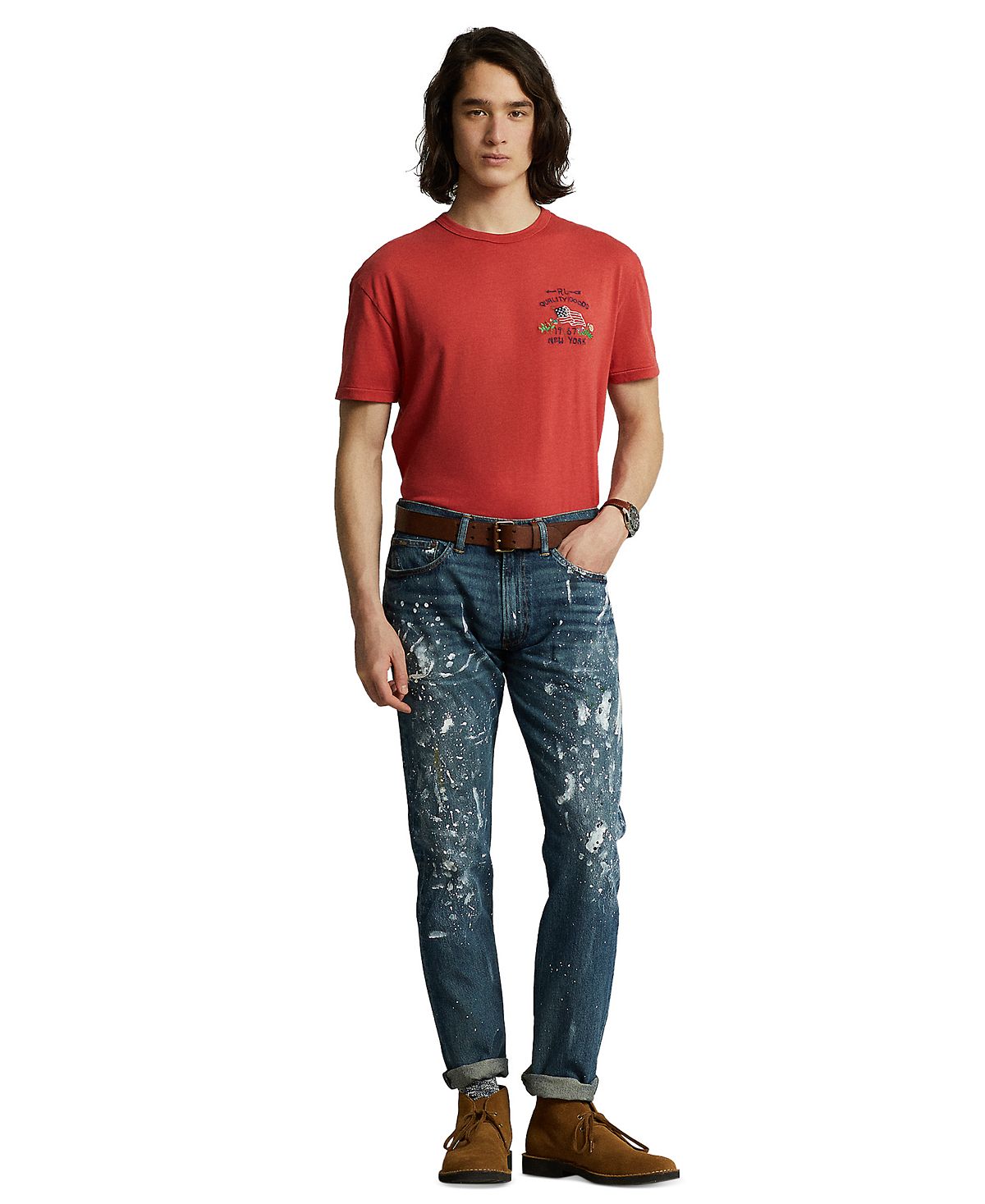 Polo Ralph Lauren Paint-splatter Classic Fit Stretch Jean Buckfield W/zip Fly