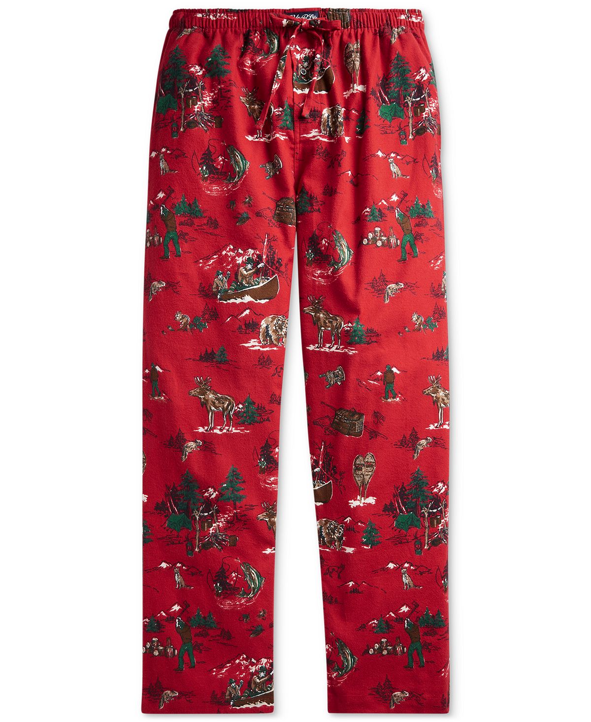 Polo Ralph Lauren Plaid Flannel Pajama Pants Red Adirondack Print