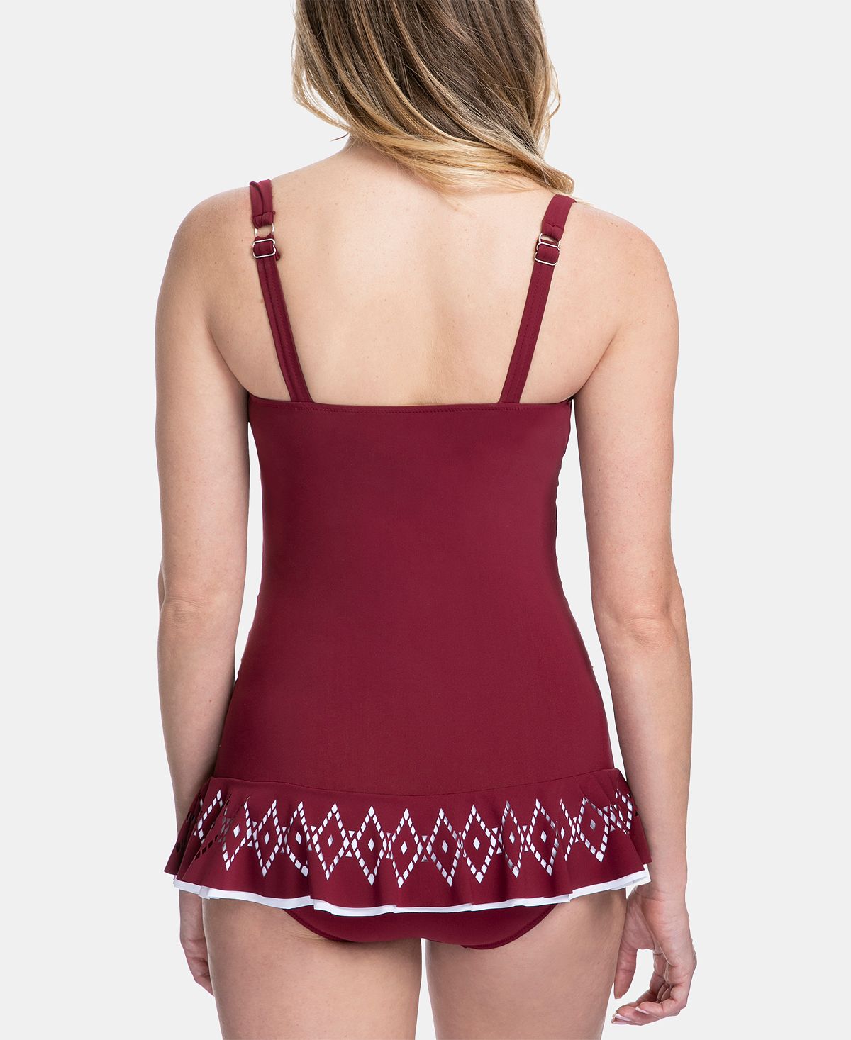 Profile By Gottex Tutti Frutti Lasercut Swimdress Available In D Cup Merlot