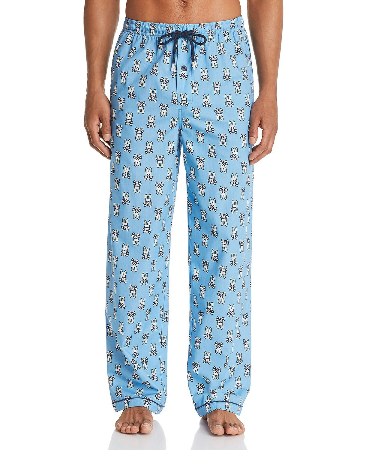 Psycho Bunny Logo Print Pajama Pants In Celeste Bunny