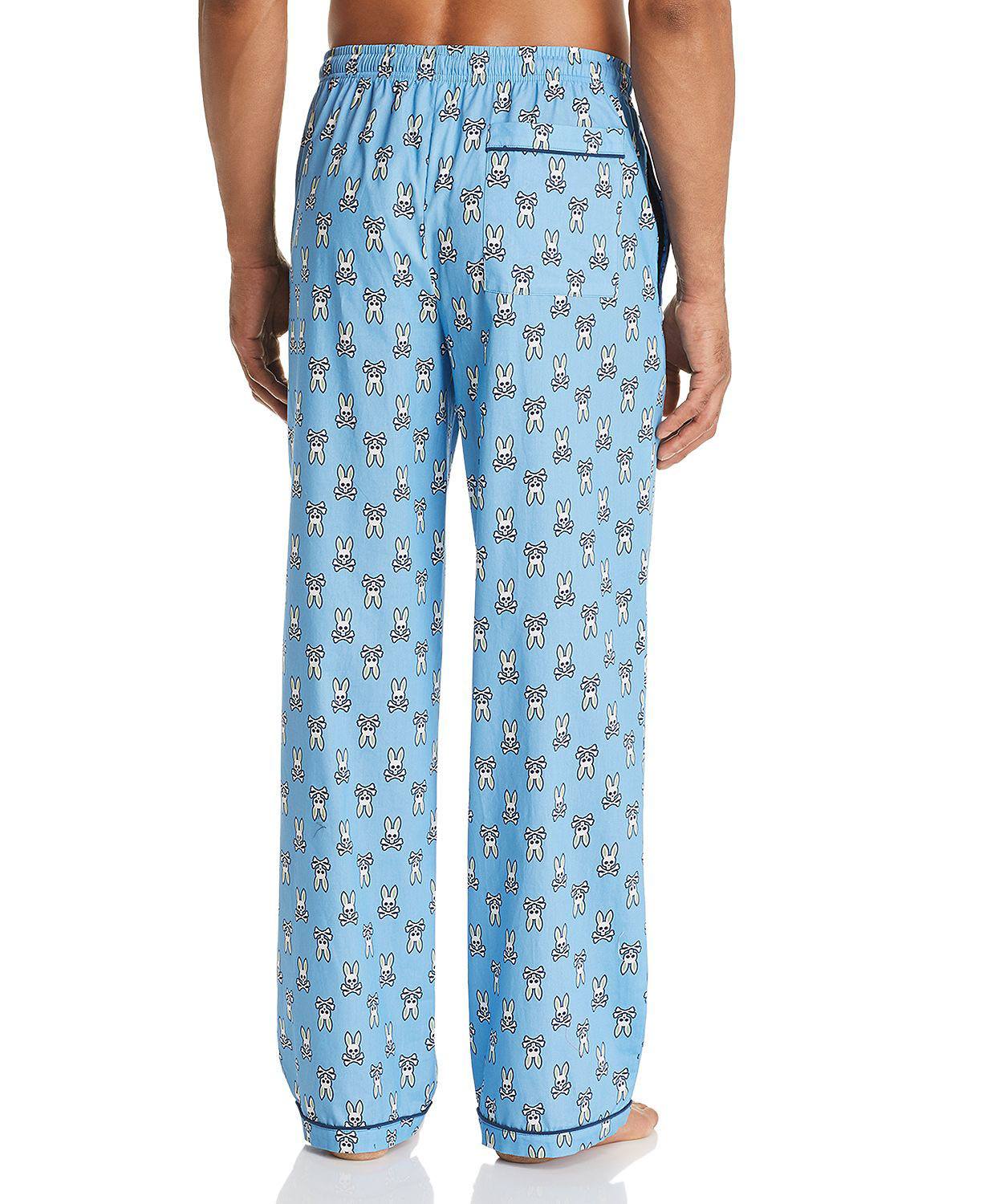 Psycho Bunny Logo Print Pajama Pants In Celeste Bunny