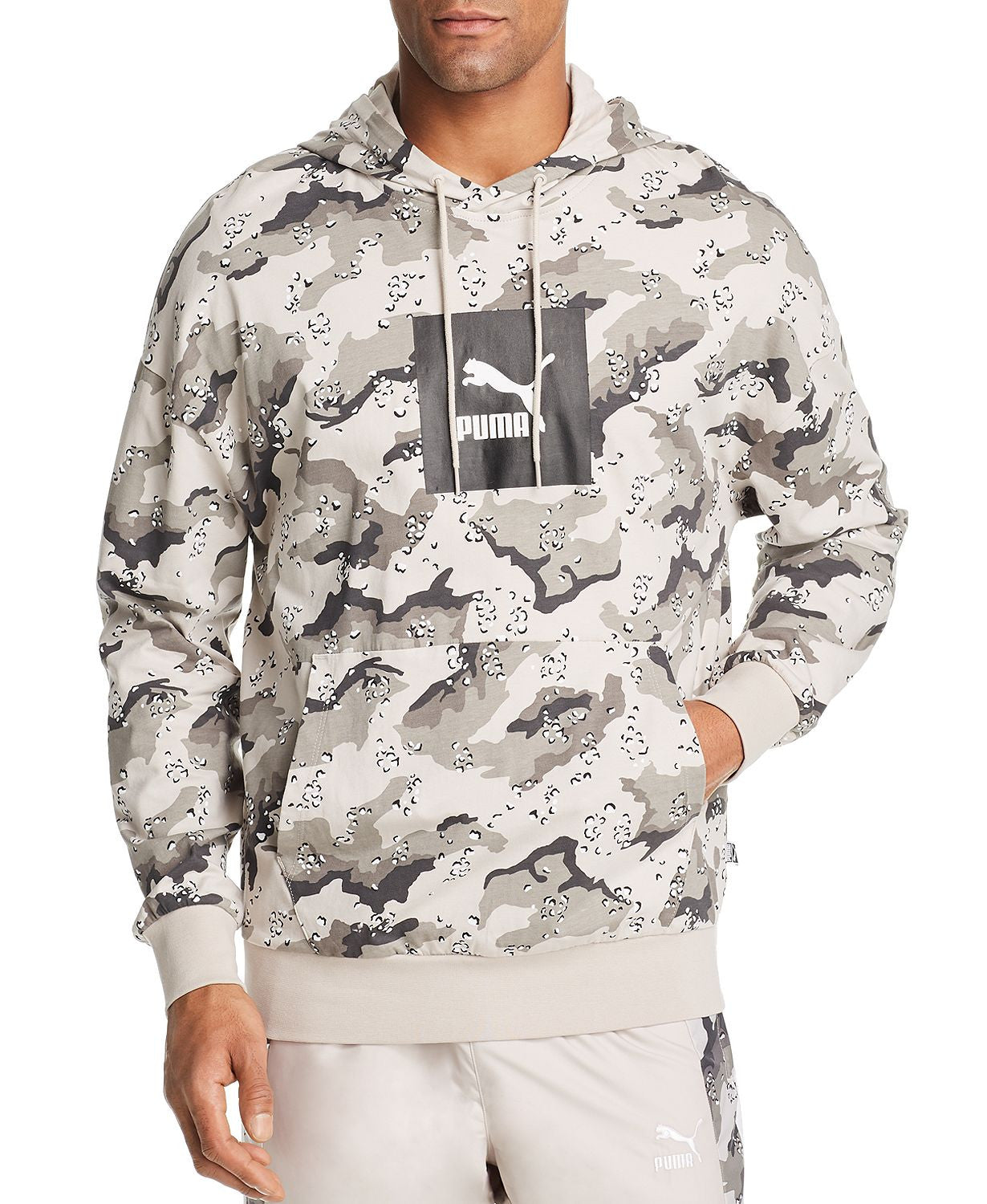 Puma Wild Pack Leopard Camouflage-print Hooded Sweatshirt SilverGrey