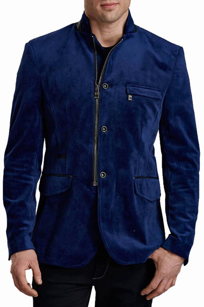 RNT23 Deep-Blue Velveteen Blazer