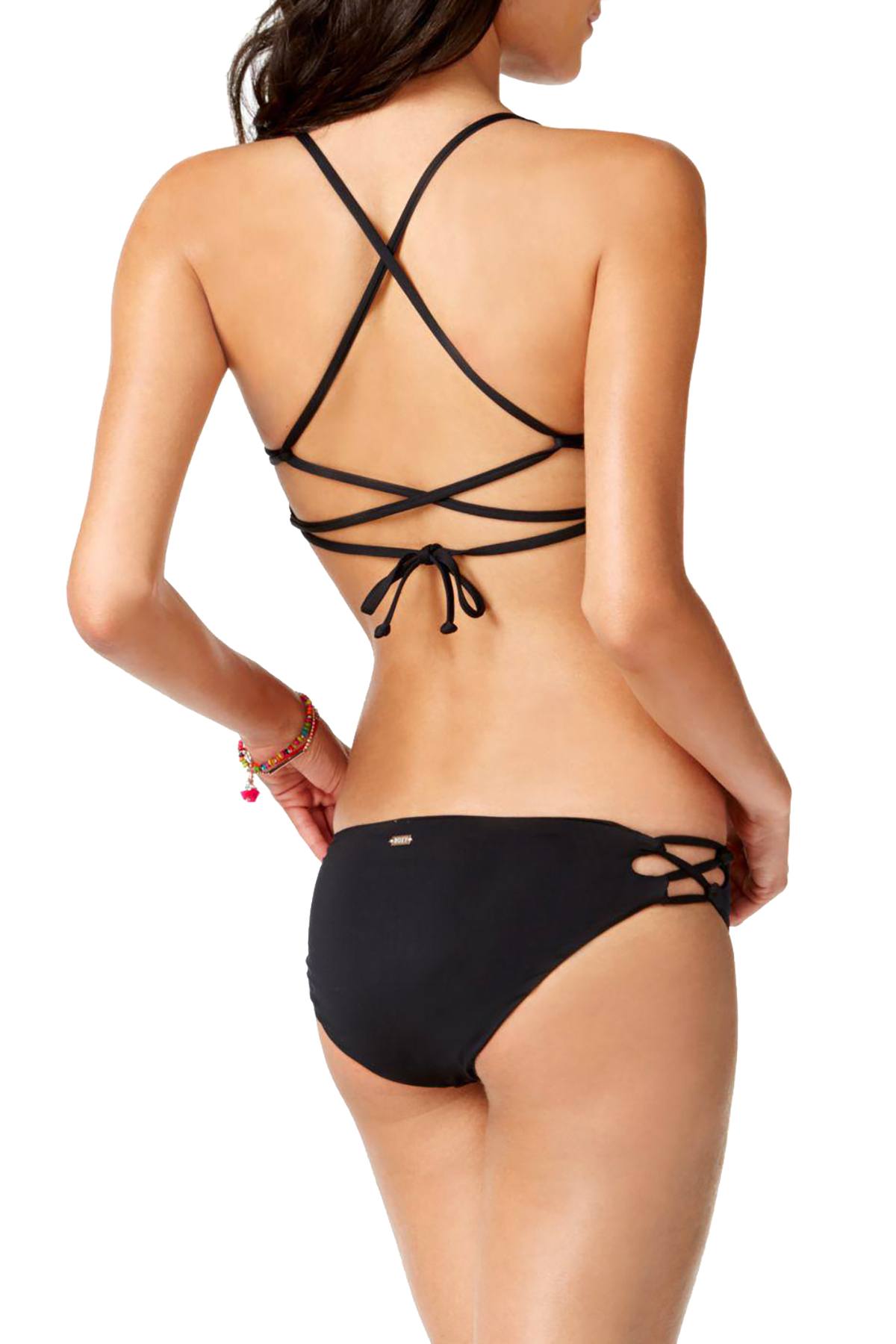 Roxy Anthracite-Black Softly-Love Strappy-Back Bralette Bikini Top