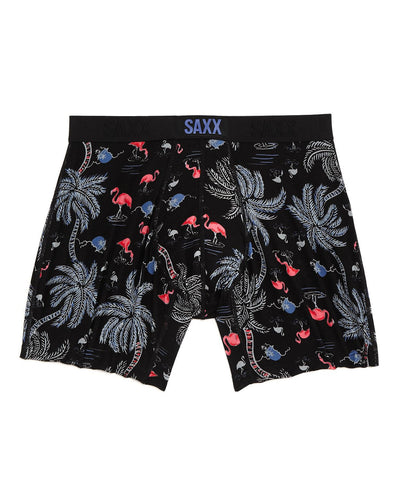 Saxx Vibe Flamingo Beach Printed Boxer Briefs Black Multi