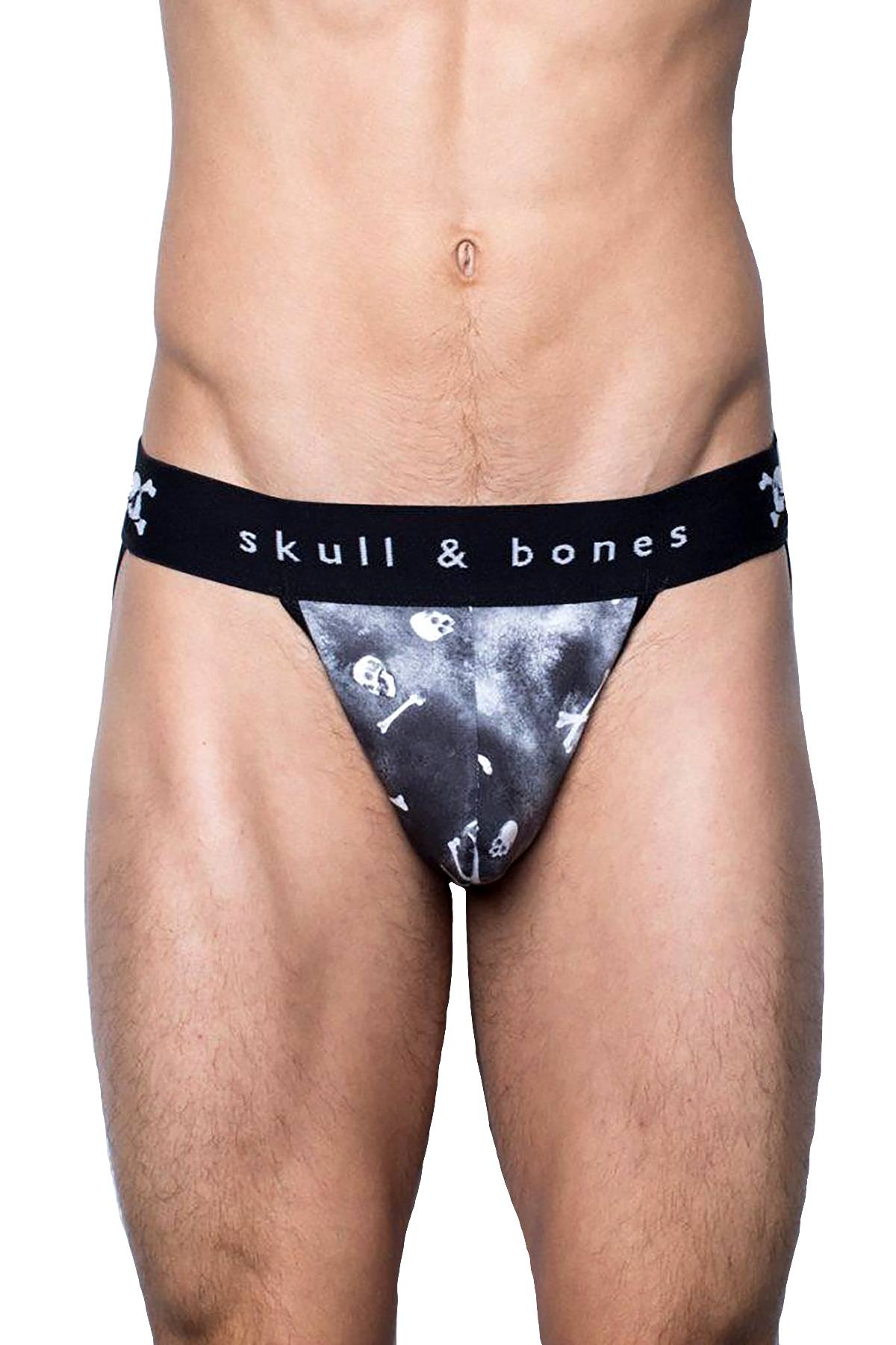 Skull & Bones Black Tossed-Skull Jockstrap