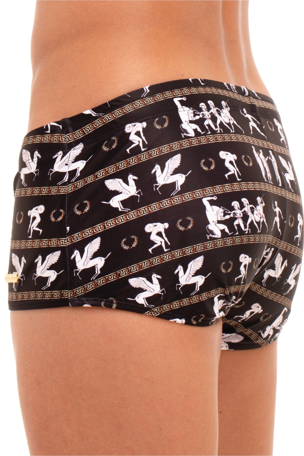 Skull and Bones Black Roman Figure Swim Trunk