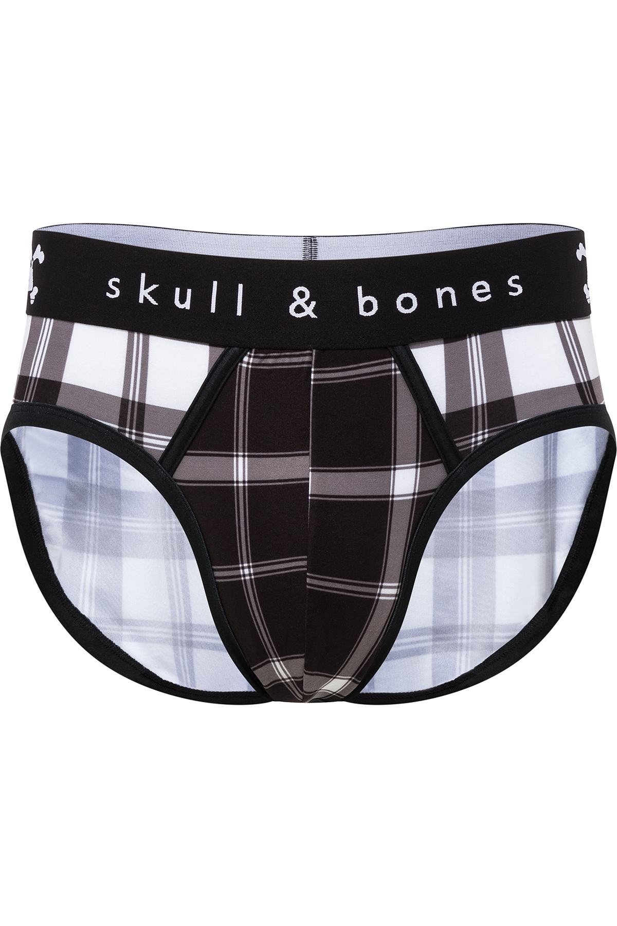 Skull and Bones Black Tri Plaid Brief