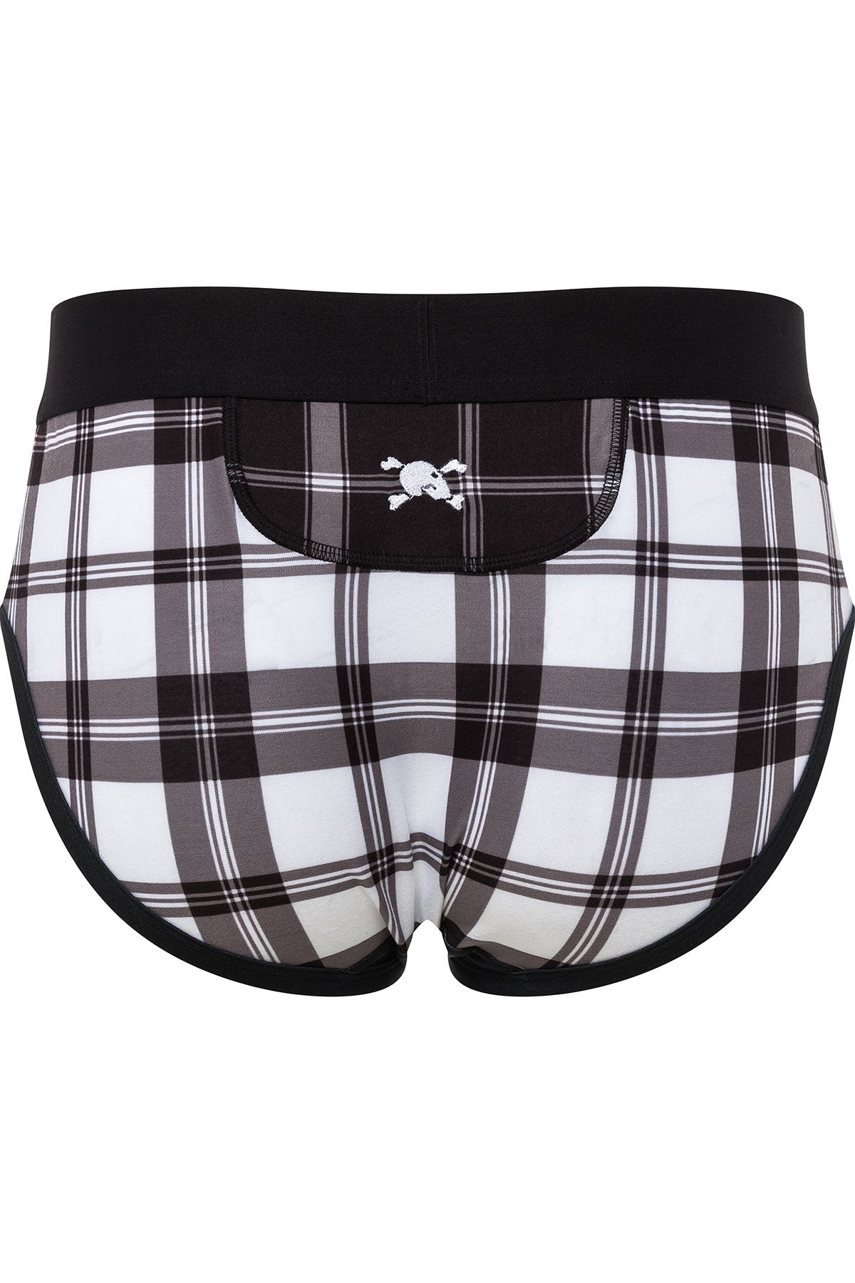 Skull and Bones Black Tri Plaid Brief