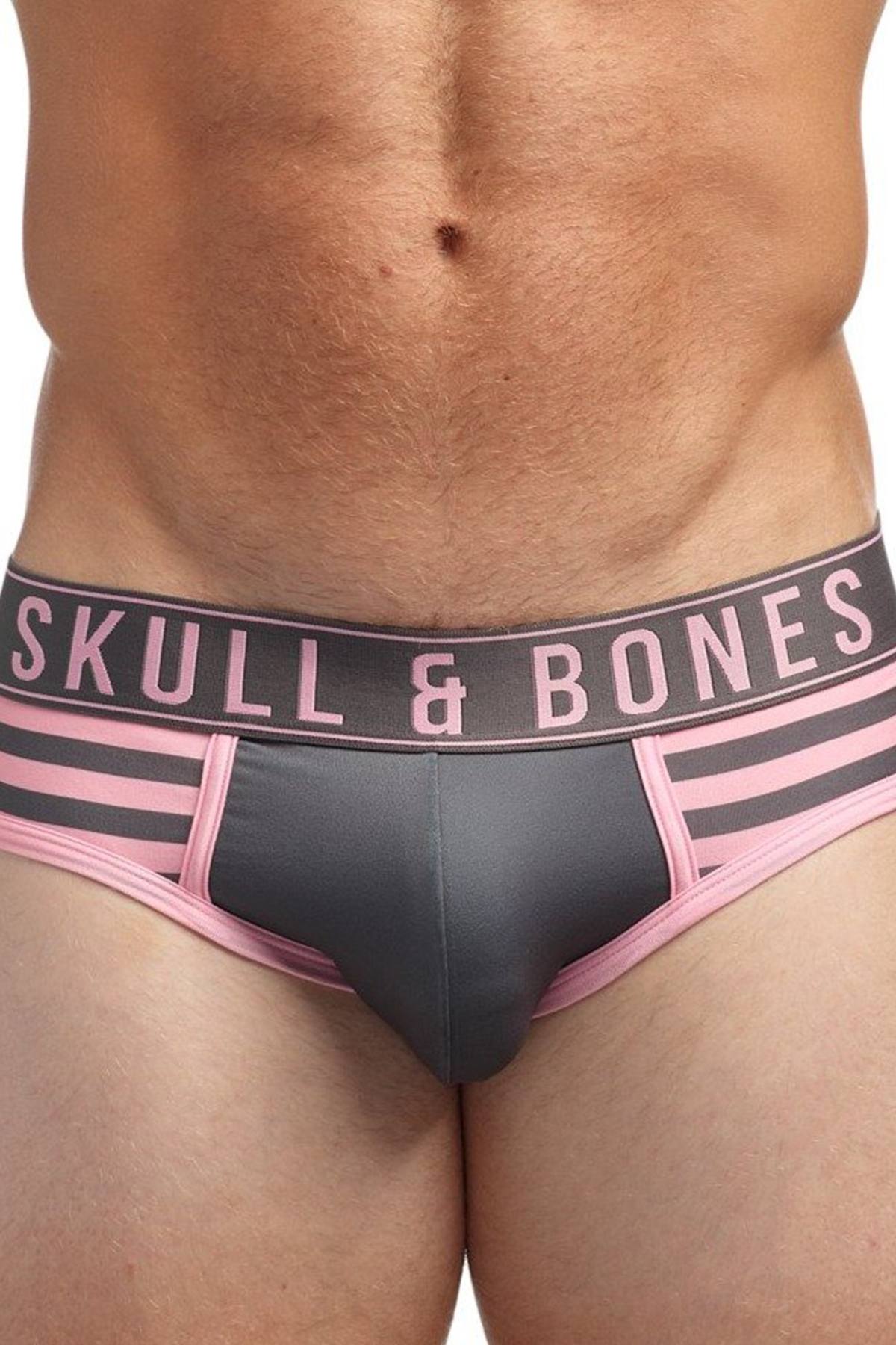 Skull and Bones Pink and Grey Brief