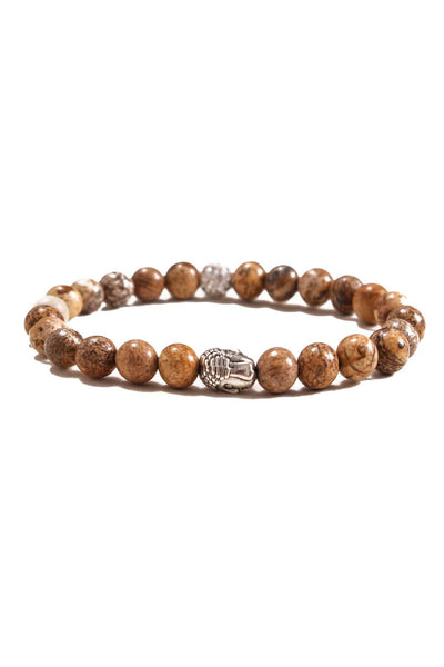 Something Strong Brown/Silver Buddha/Snowflake Stone Bracelet