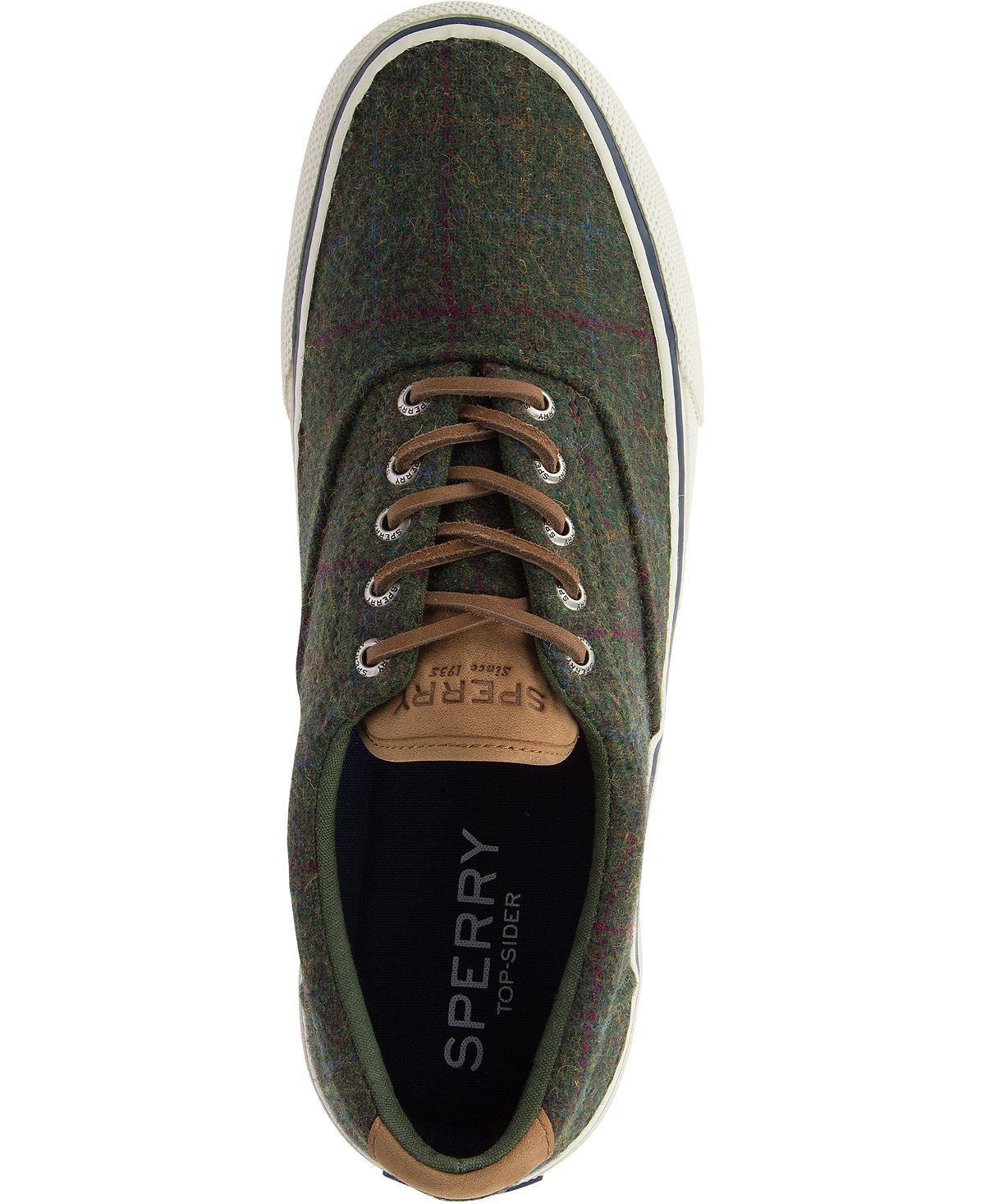 Sperry Striper Ii Cvo Wool Plaid Sneakers Olive Plaid