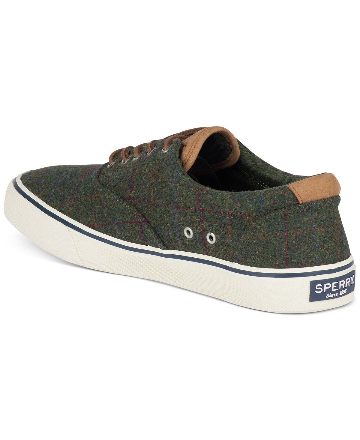 Sperry Striper Ii Cvo Wool Plaid Sneakers Olive Plaid