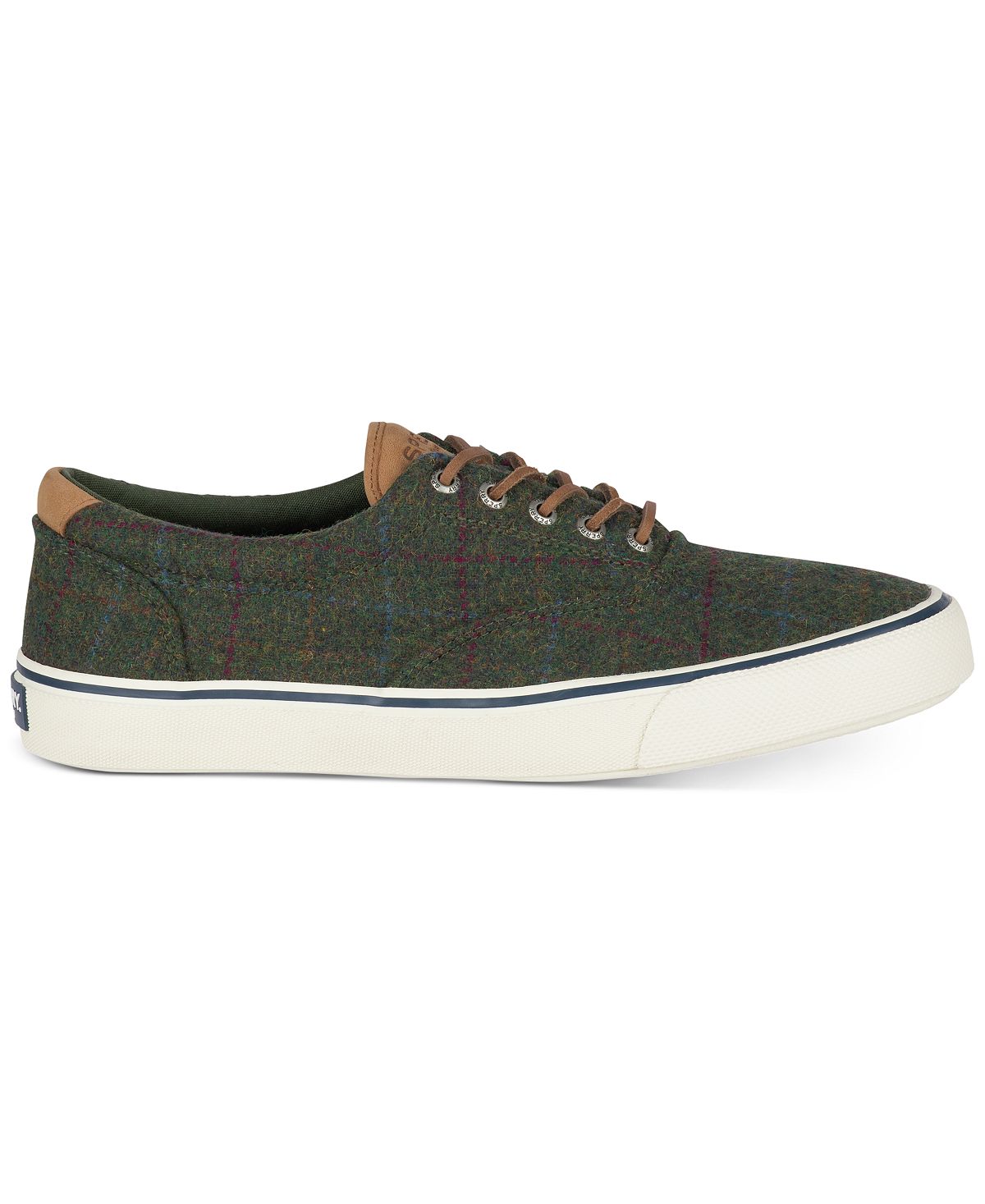 Sperry Striper Ii Cvo Wool Plaid Sneakers Olive Plaid