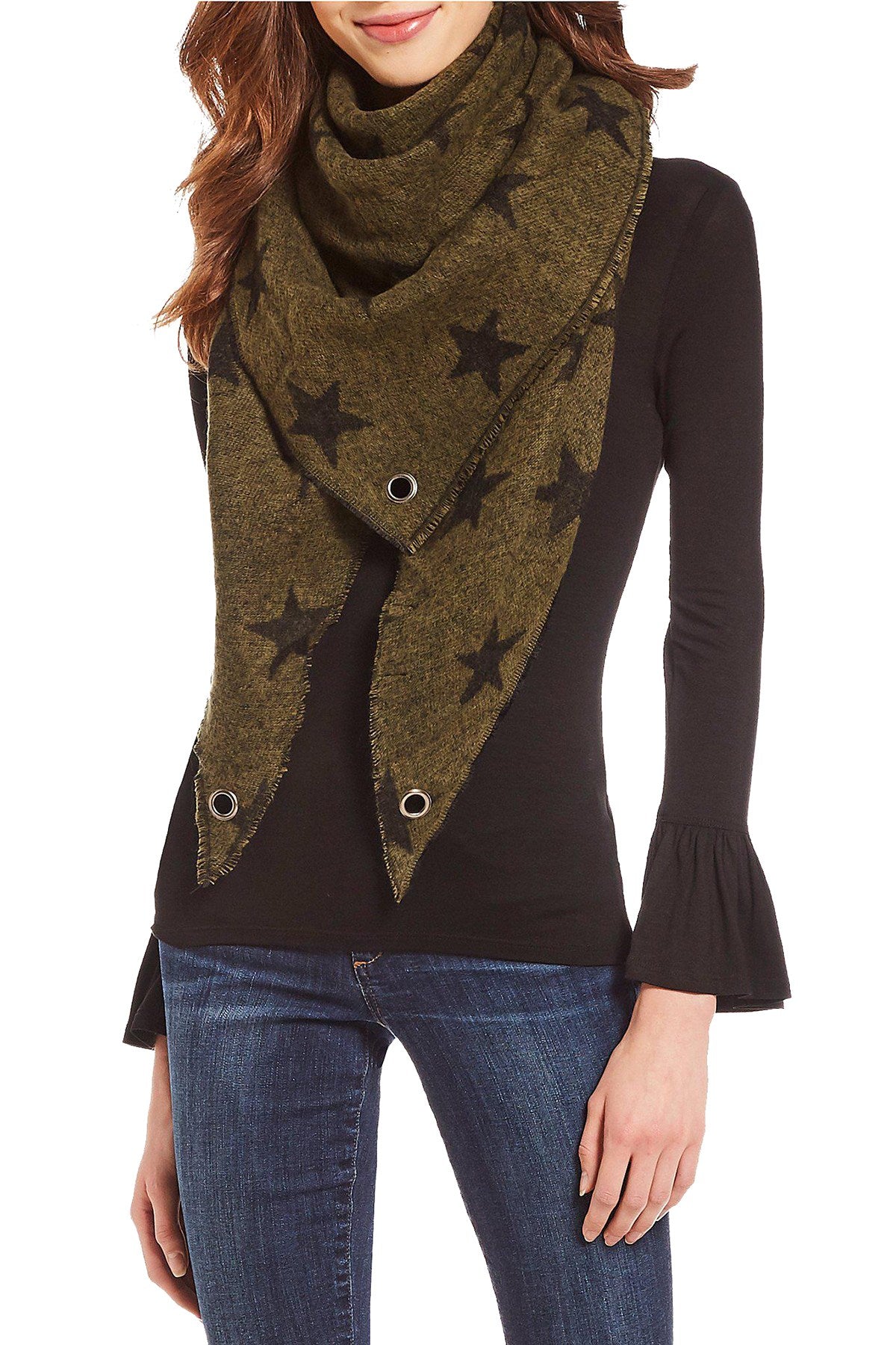 Star Camo Wool Scarf - Green