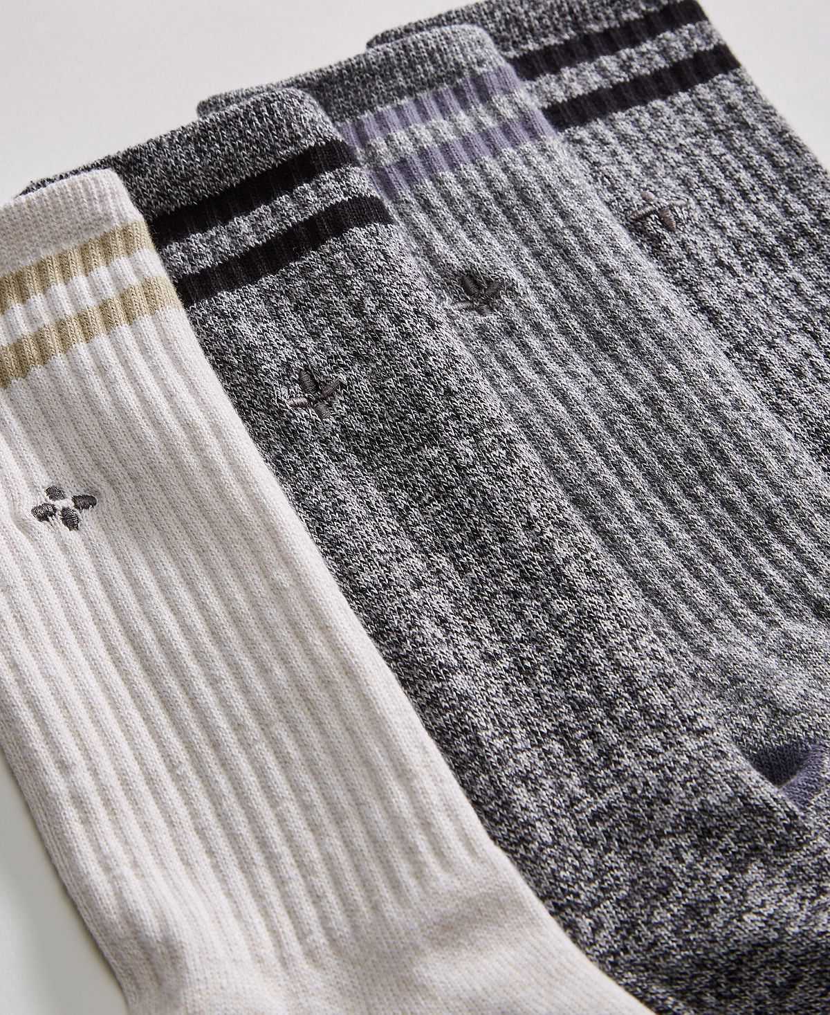 Sun + Stone Sun + Stone 4-pk. Double Stripe Crew Socks Grey