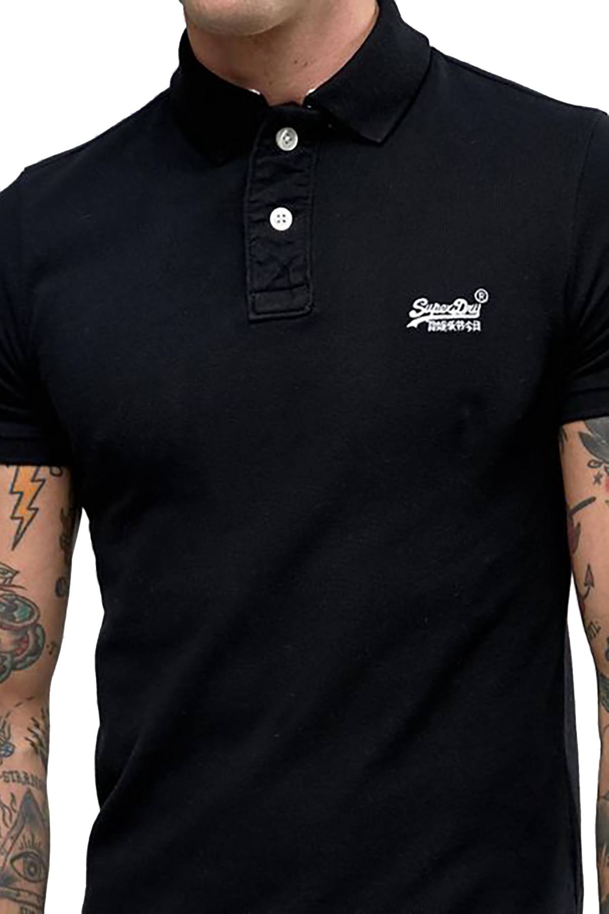 SuperDry Black Classic Short-Sleeve CheapUndies Pique – Shirt Polo