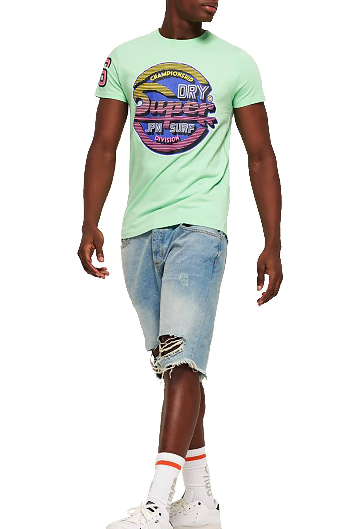 SuperDry Bleached Ultra-Mint Sticker Tab Tee