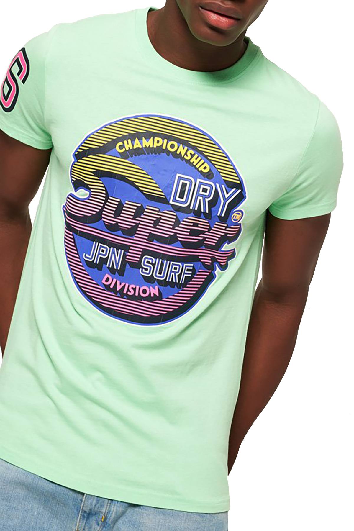 SuperDry Bleached Ultra-Mint Sticker Tab Tee