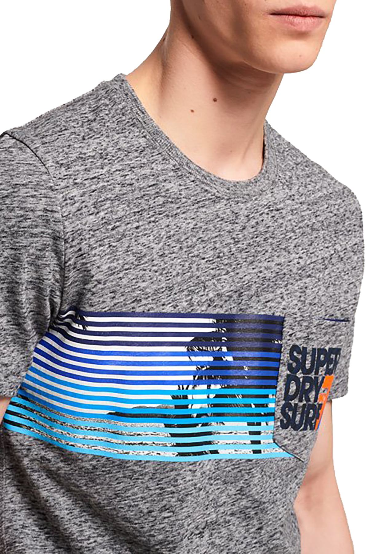 SuperDry Flint-Grey-Grit No.7 Surf Pocket T-Shirt