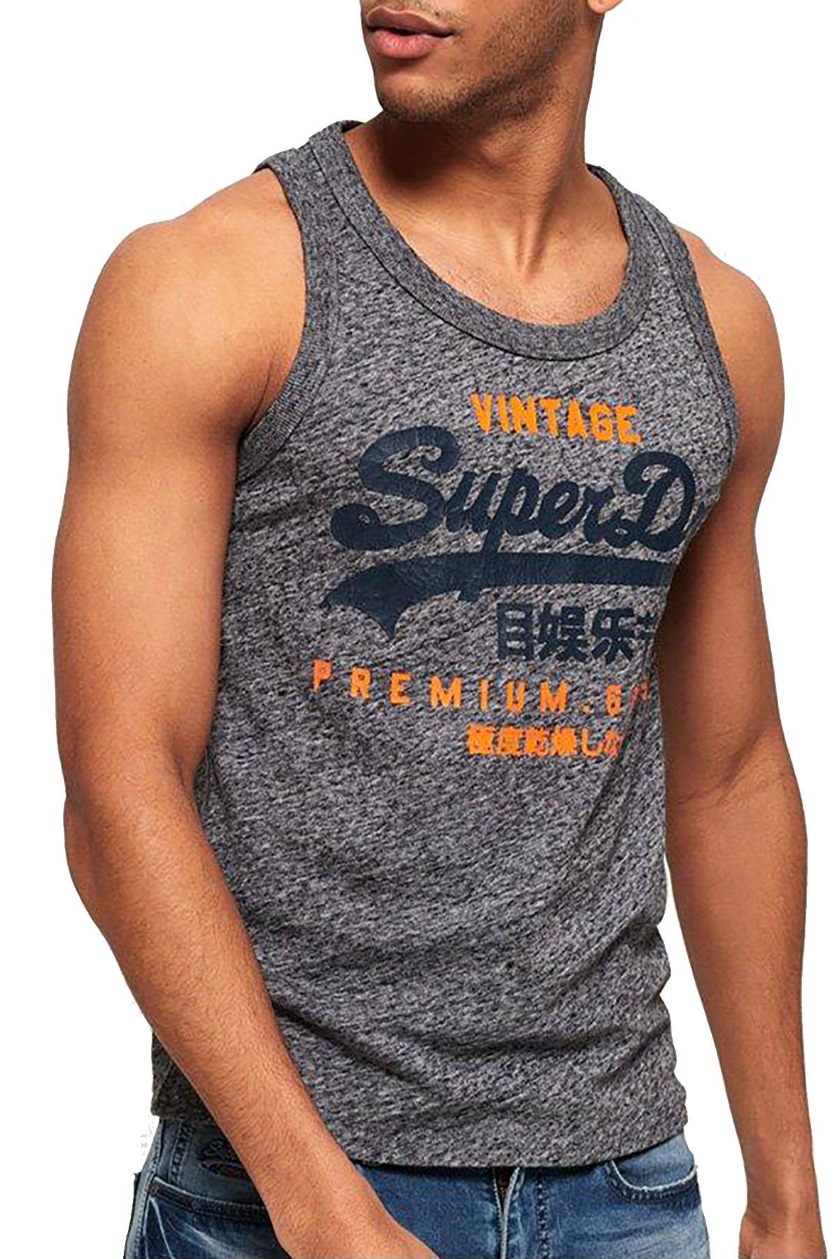 SuperDry Flint-Grey-Grit Premium Goods Duo Vest Tank