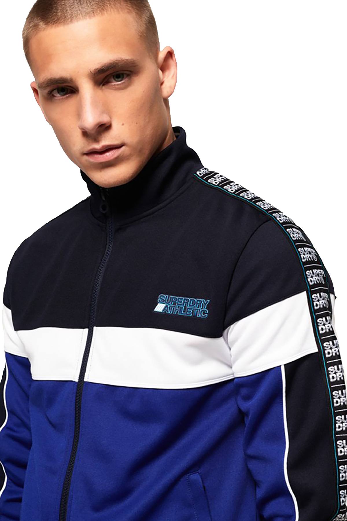 SuperDry Navy/Cobalt SD Tricot Panelled Zip Track Jacket