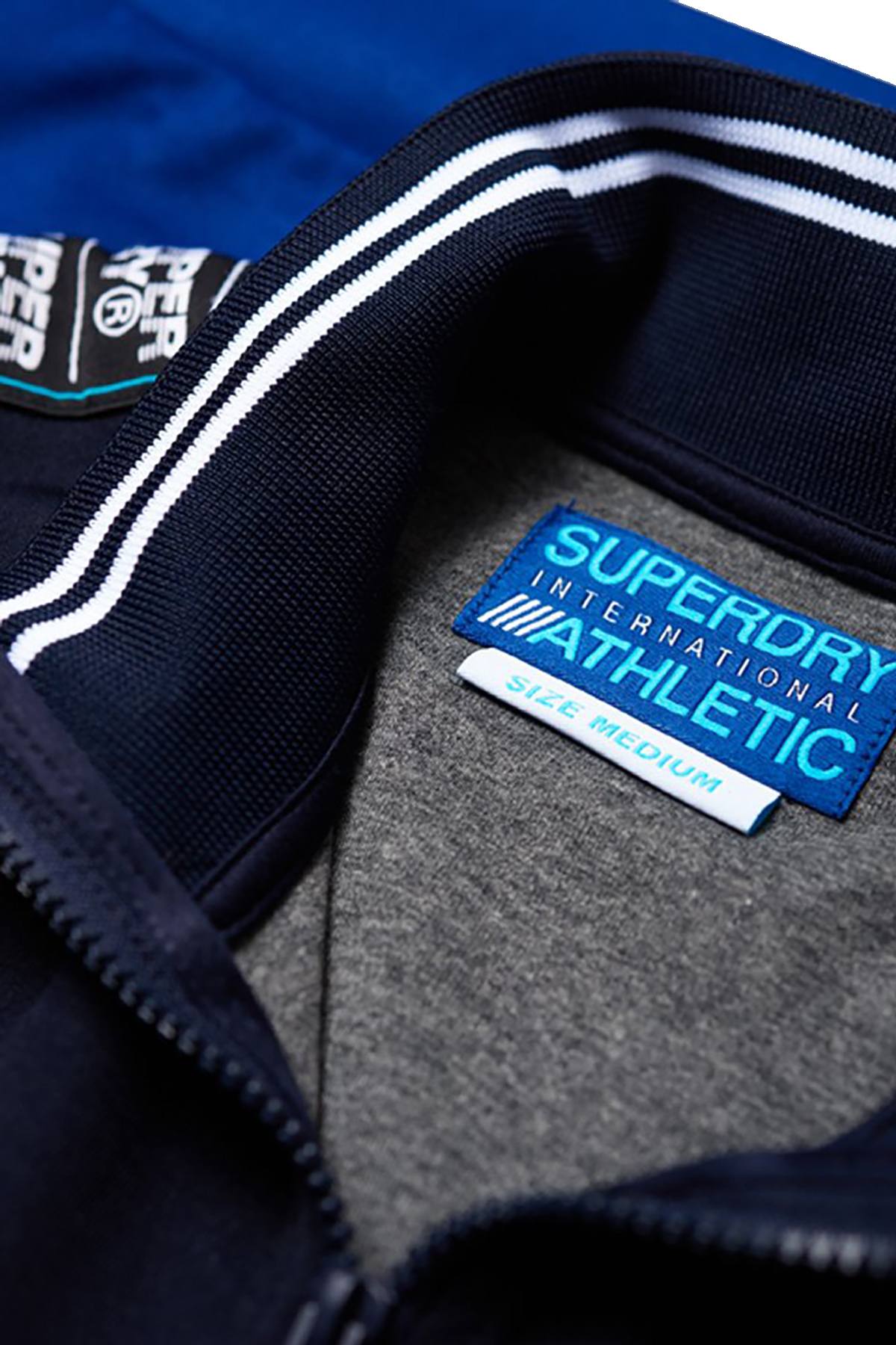 SuperDry Navy/Cobalt SD Tricot Panelled Zip Track Jacket