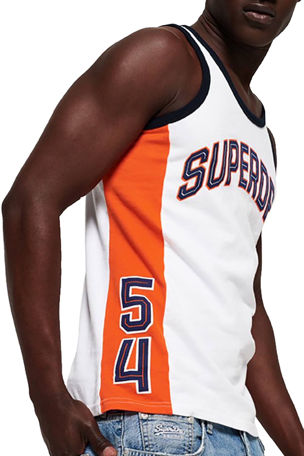 SuperDry Optic-White Retro-Stripe Vest Tank