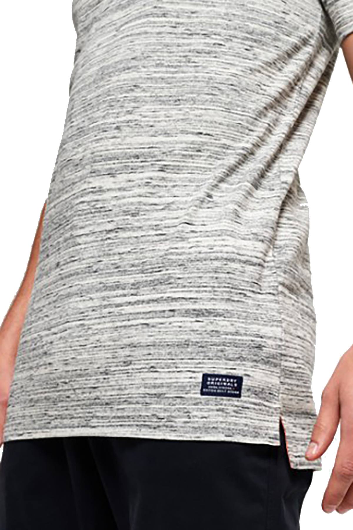 SuperDry Silver-Gravel-Grit Dry Originals Longline T-Shirt